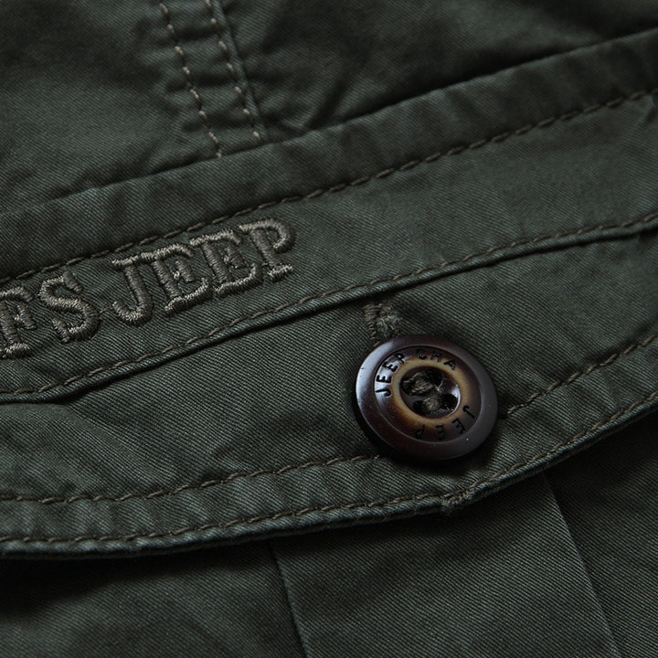 Herren Langärmeliges Canvas-Fieldhemd mit Brustpattentaschen und Military-Details Drune