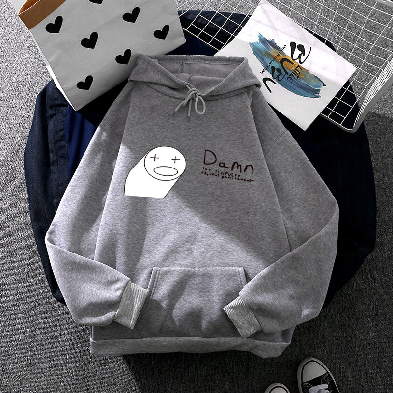 Damen nan Kapuzenpullover mit minimalistischer Grafik, lockerer Oversize-Passform und Kängurutasche Drune