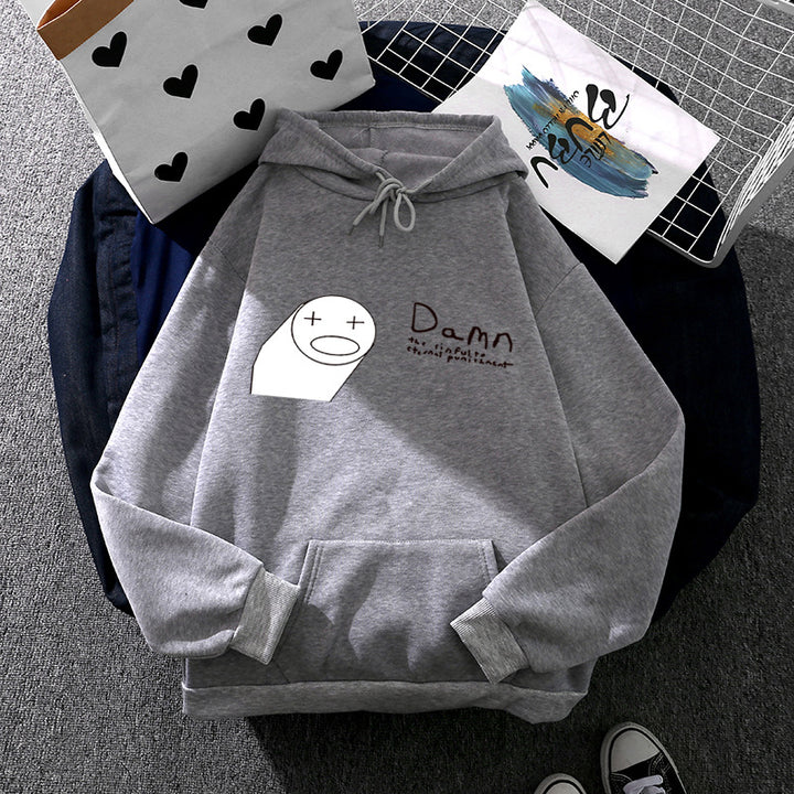 Damen nan Kapuzenpullover mit minimalistischer Grafik, lockerer Oversize-Passform und Kängurutasche Drune