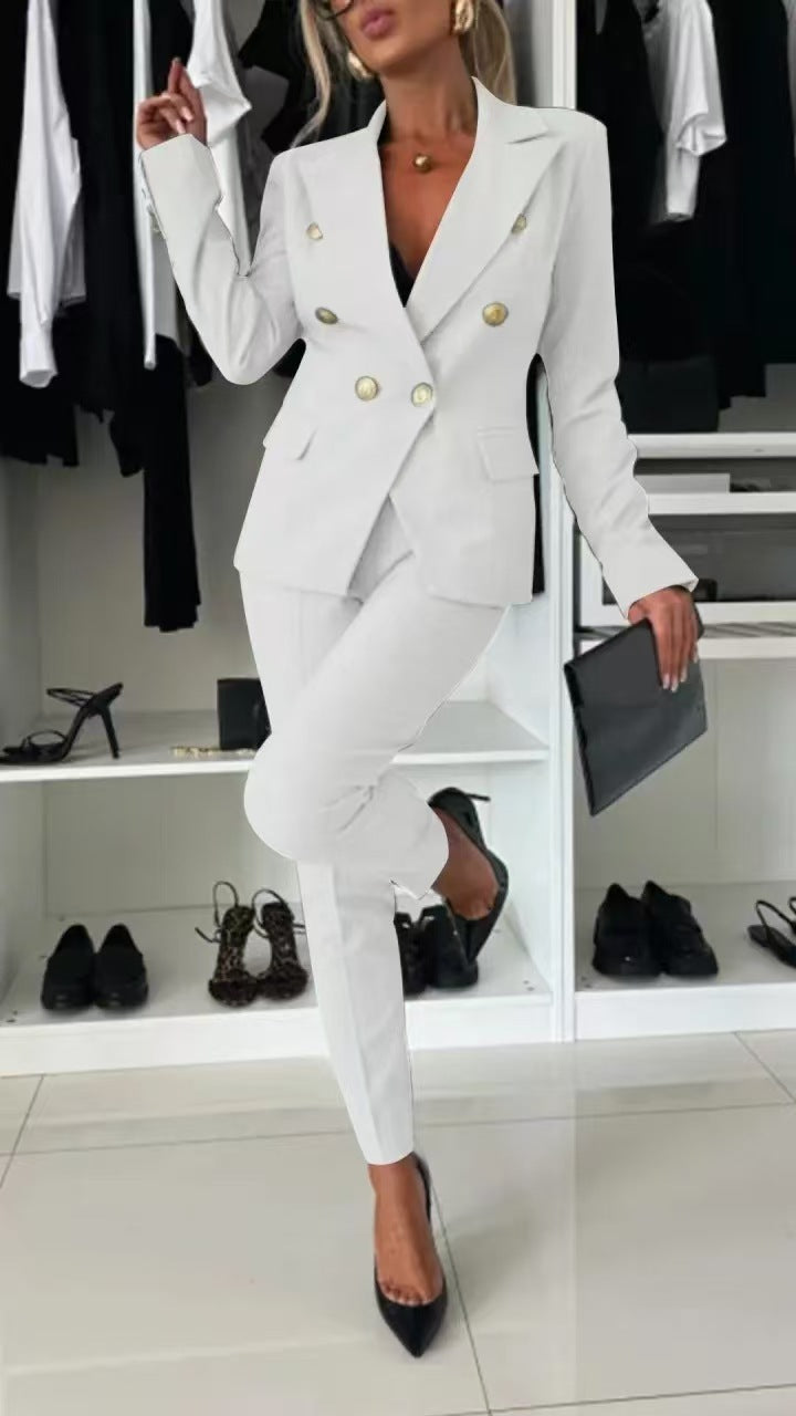 Damen elegantes Business-Anzug Set mit doppelter Knopfleiste Drune