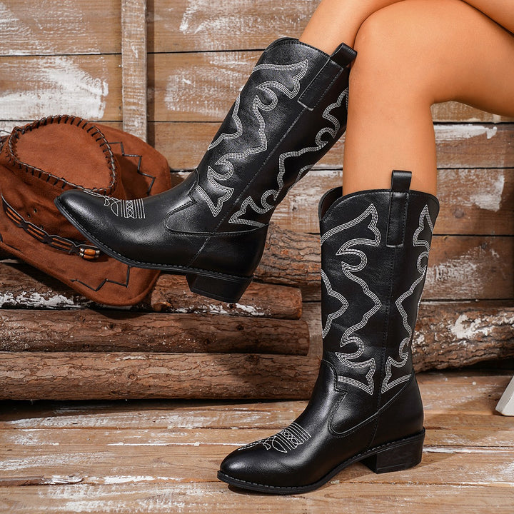 Damen Country Stil Western Stiefel Drune