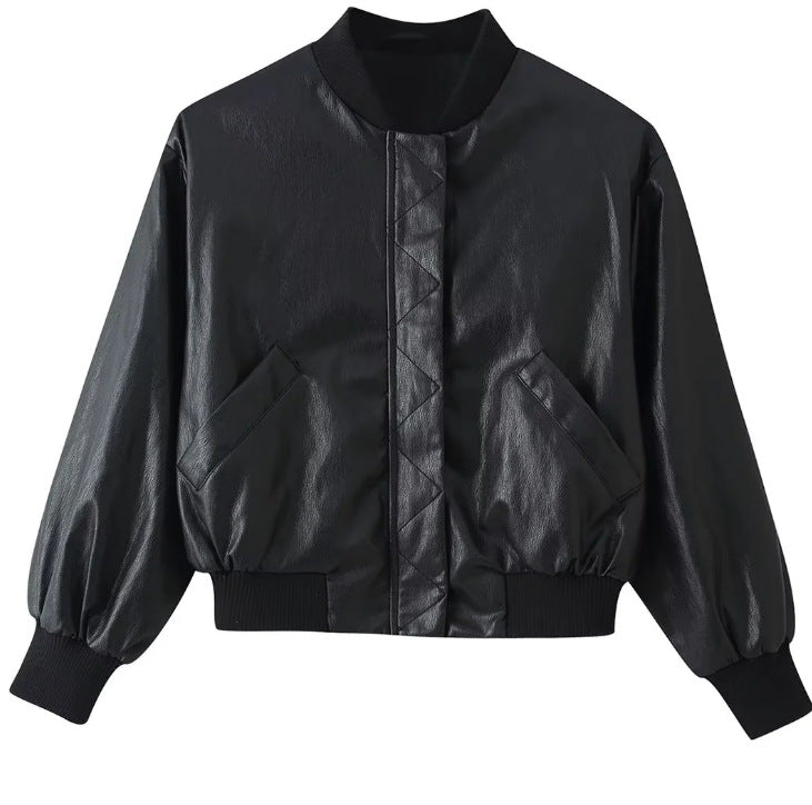 Damen Cropped Blousonjacke aus Webstoff mit Stehkragen, elastischem Saum und feinem Karo‑Design Drune