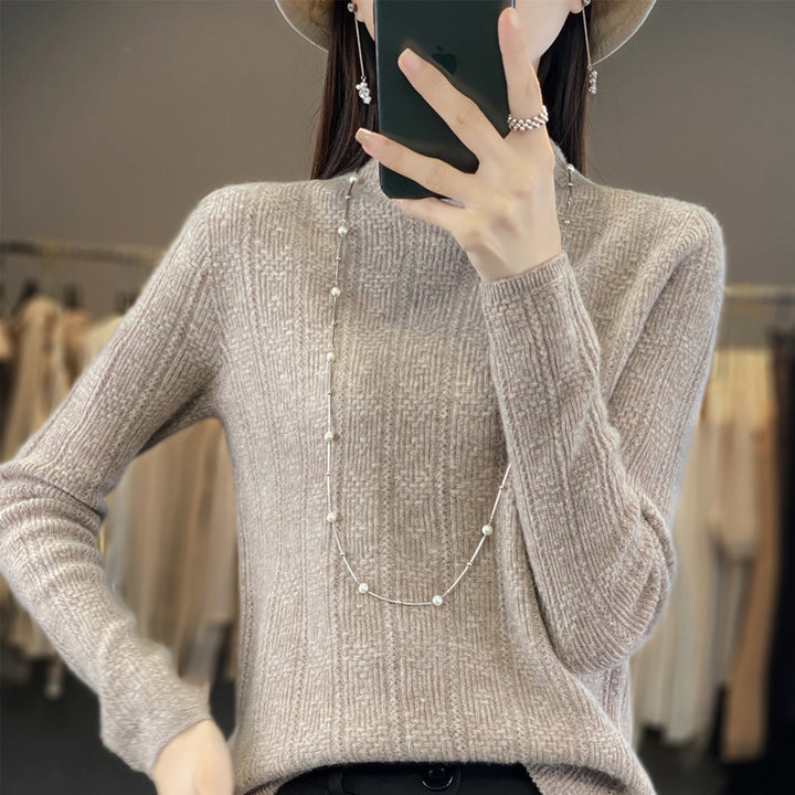 Damen Strukturierter Mockneck-Pullover aus kaschmirähnlicher Wollmischung Drune