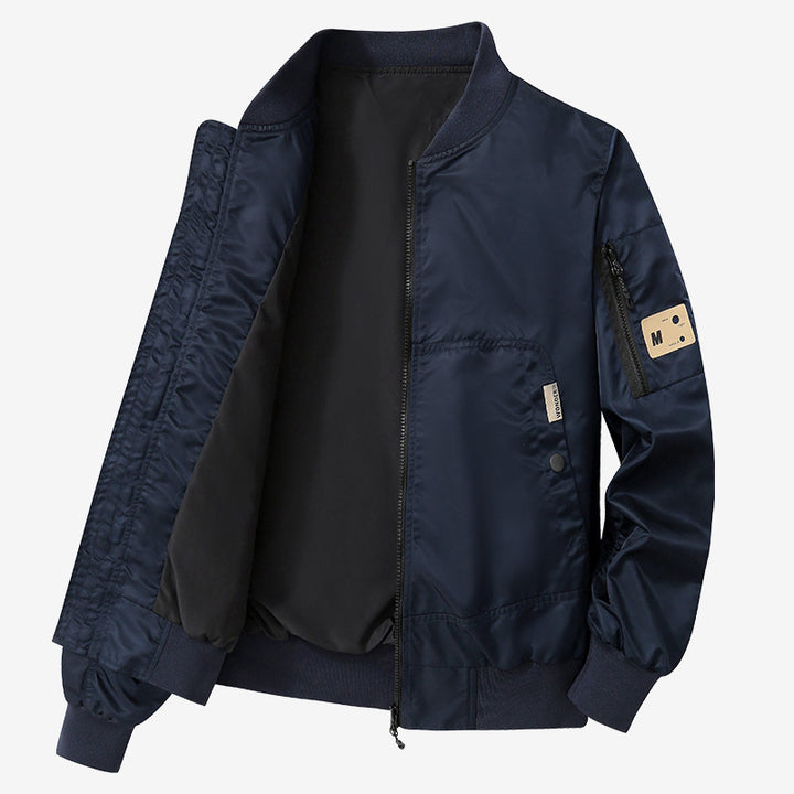 Herren Leichte Bomberjacke aus Nylon mit Ärmeltasche und gerippten Bündchen Drune
