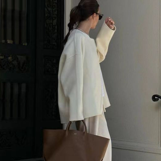 Damen elegante Oversized Jacke mit voluminösem Kragen Drune
