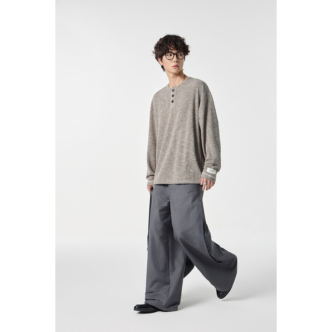 Unisex Thermo-Waffelstrick-Henleyshirt mit Knopfleiste und Rippstruktur Drune