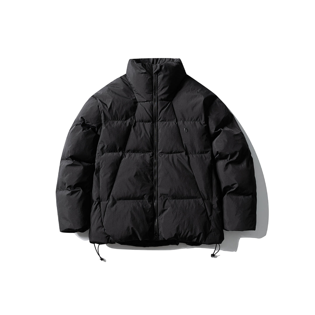 Unisex Kurz geschnittene quadratische Stepp‑Pufferjacke mit hohem Funnel‑Kragen und verstellbarem Saum Drune