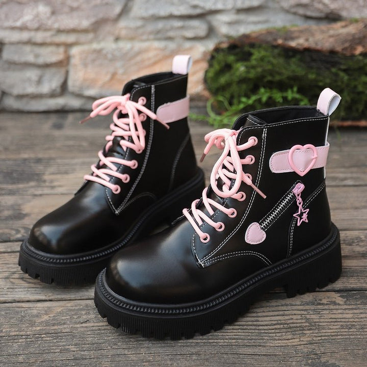 Damen Modische Stiefel mit Herz- und Stern-Details Drune