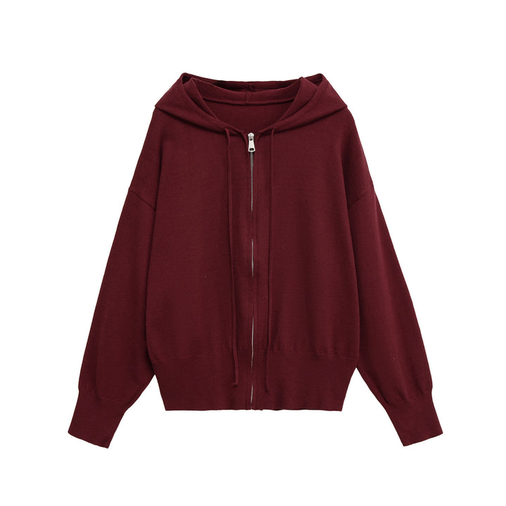 Damen lässige Kapuzenjacke mit Reißverschluss Drune