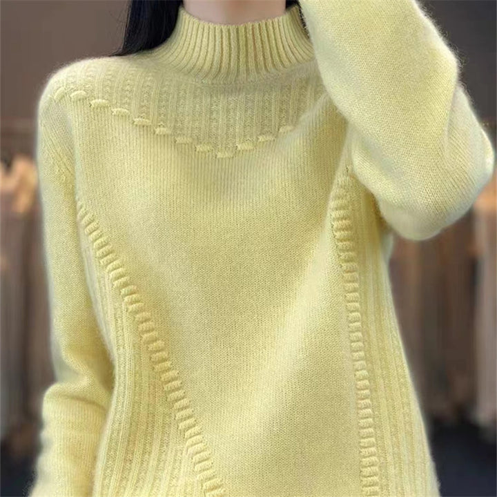 Damen Strickpullover mit strukturiertem Kragen und asymmetrischem Schnitt Drune