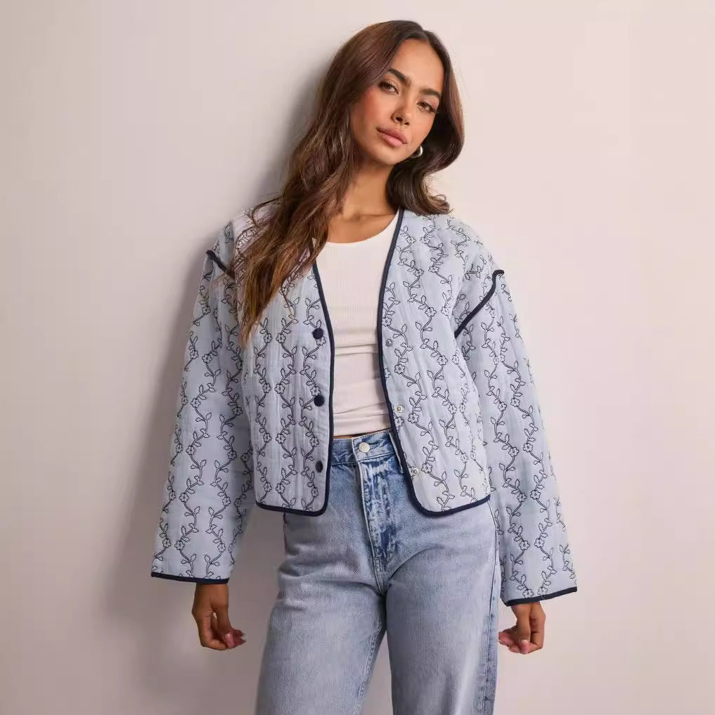 Damen Steppjacke mit modernem grafischen Muster und tailliertem Schnitt Drune