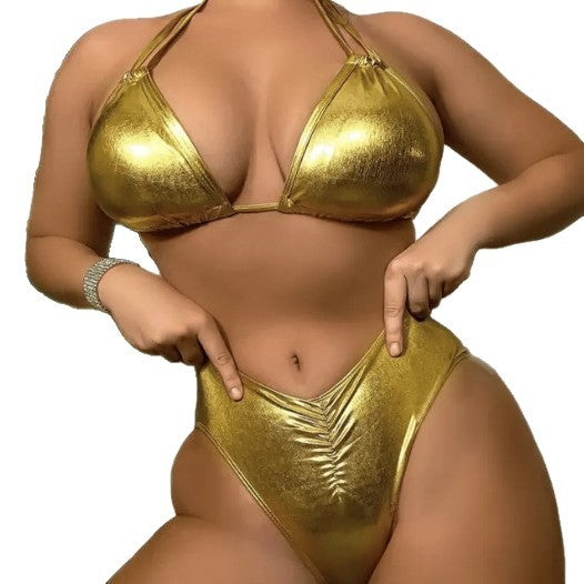 Damen Hochwertiger Triangel-Bikini mit metallischem Finish Drune