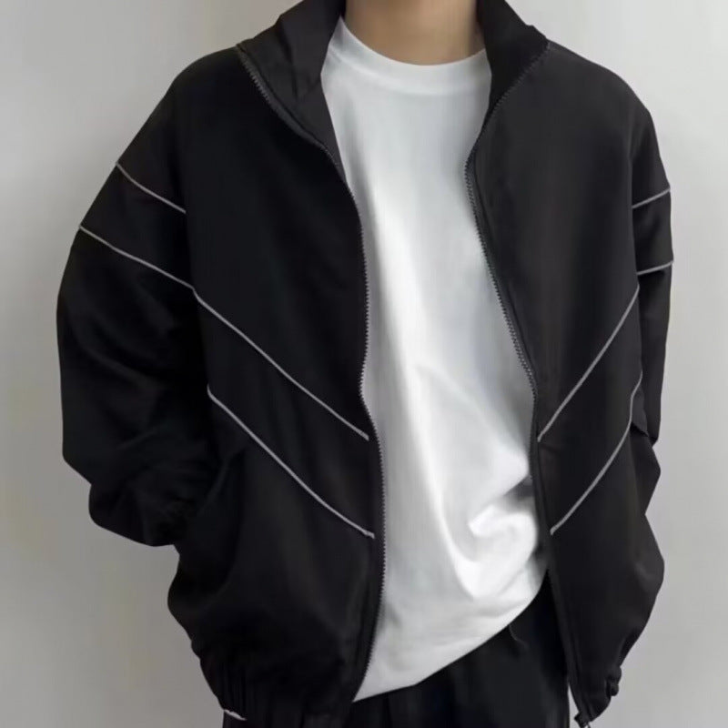 Unisex Sportliche Windjacke mit hohen Kragen und reflektierenden Akzenten Drune