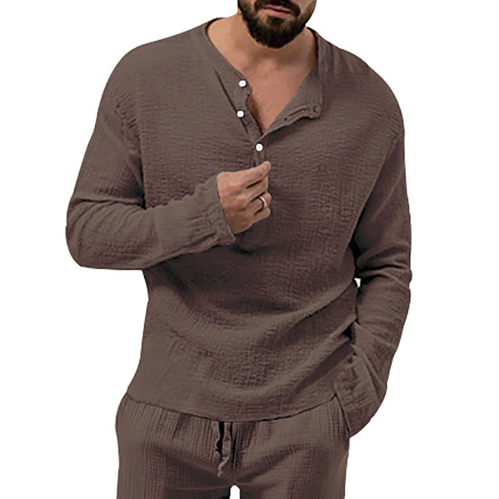 Herren Langarmshirt mit Knopfleiste Drune