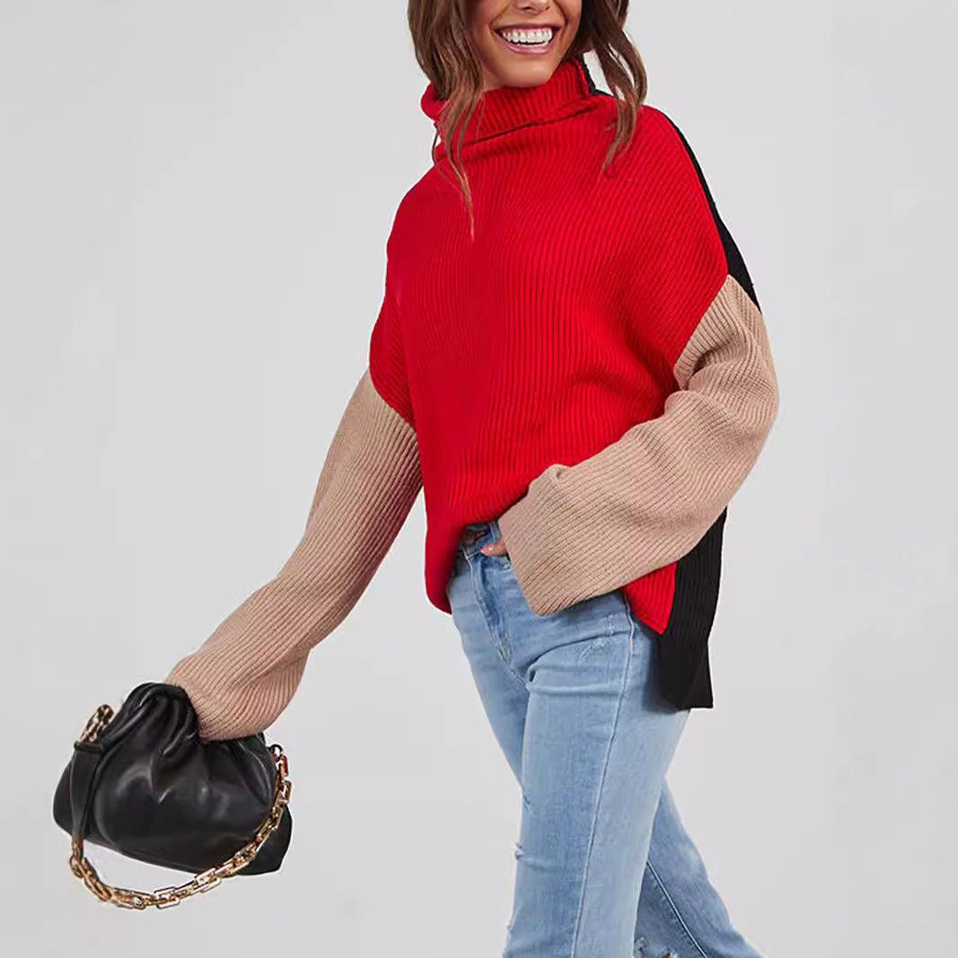 Damen modischer Rollkragenpullover im eleganten Rippdesign Drune