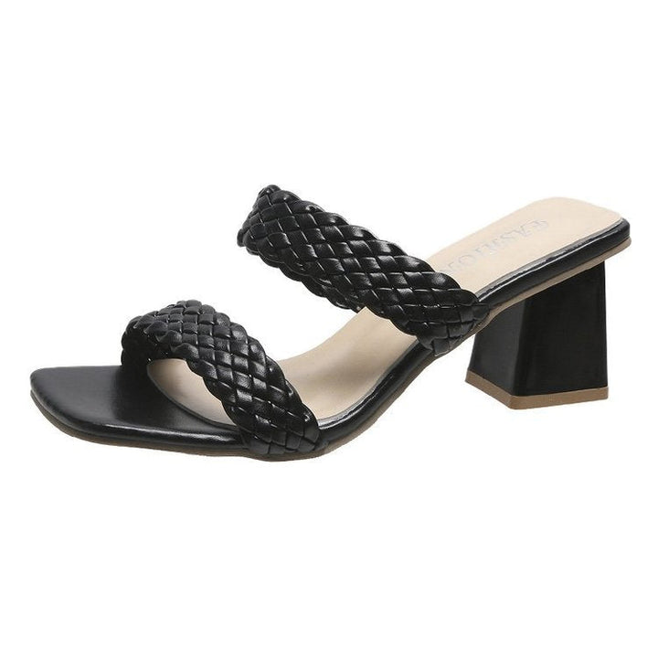 Damen Sandaletten mit geflochtenen Riemen und elegantem Blockabsatz Drune