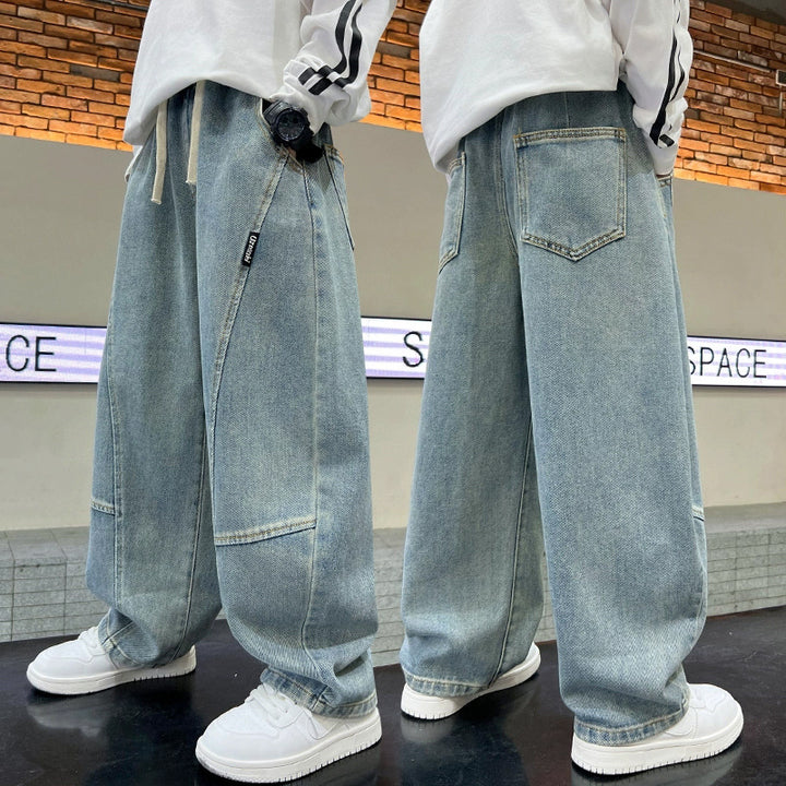 Herren lässige Utility-Jeans mit breitem Bein Drune