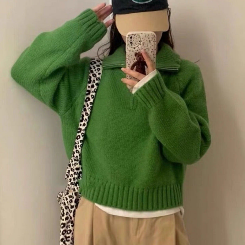 Damen Strickpullover mit hochgeschlossenem Reißverschluss Drune