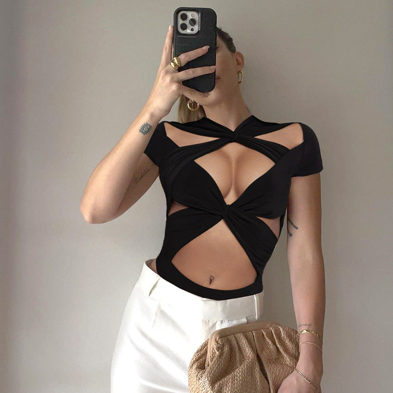 Damen Cut-Out Crop-Top Drune