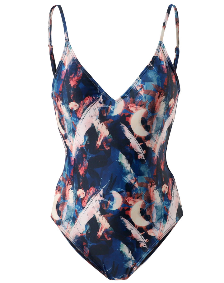 Damen Einteiler-Badeanzug mit floralem Kunstdesign Drune