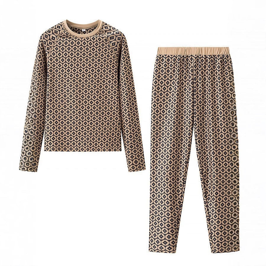 Damen Pyjama-Set aus weichem Jersey mit modernem Muster Drune