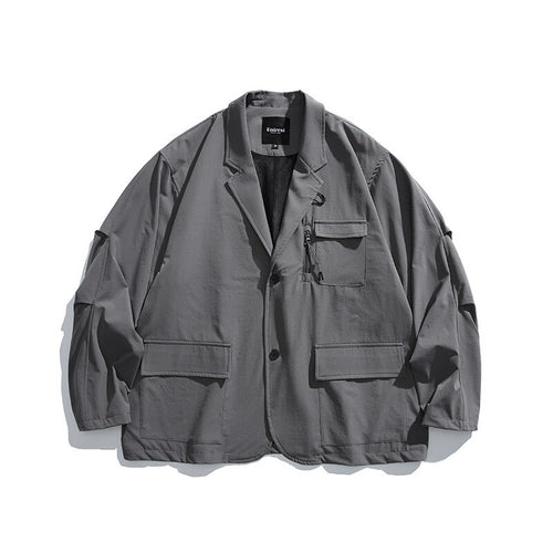 Herren Oversized Utility-Sakko mit multifunktionalen Taschen Drune