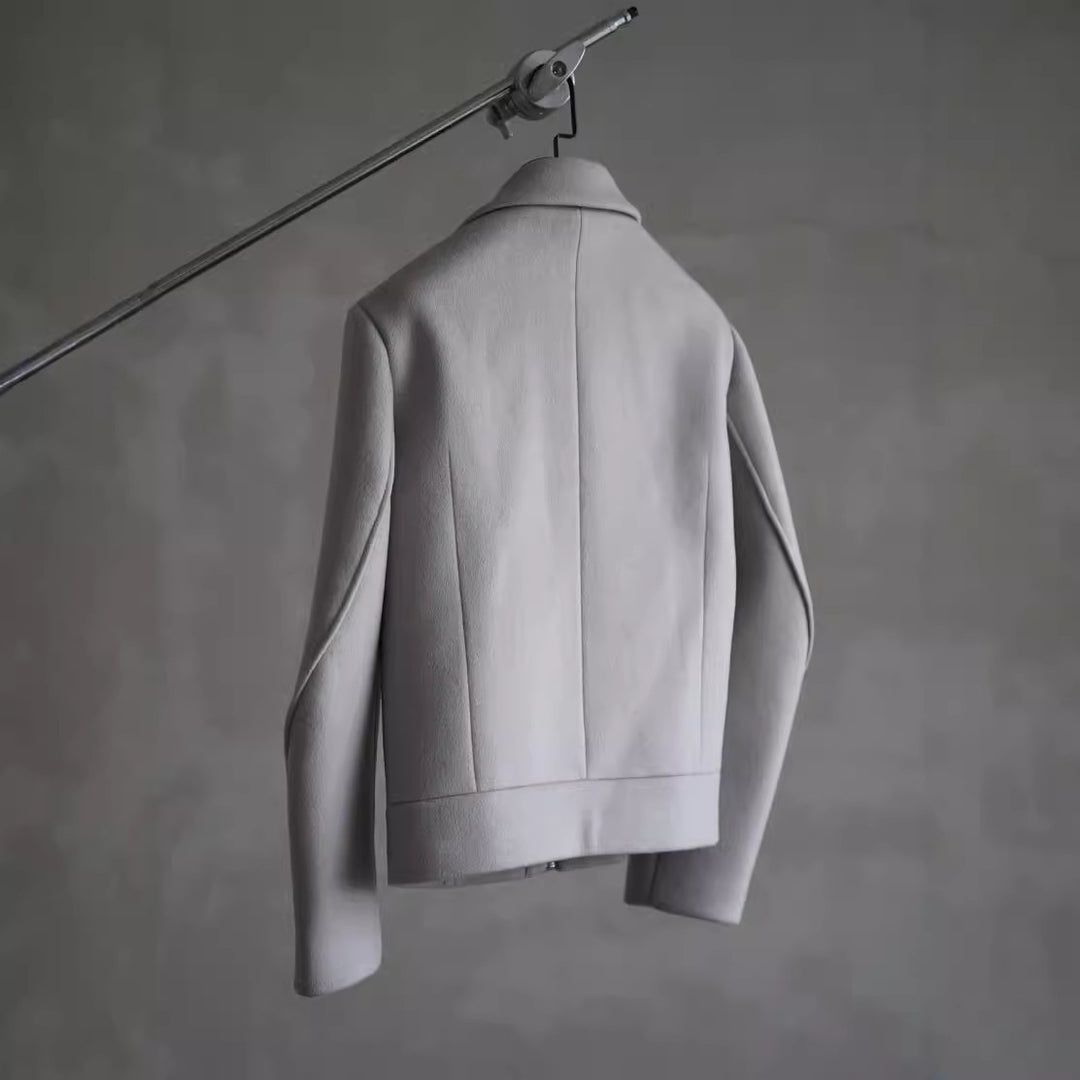 Damen Schlichter Wollmix-Kurzmantel mit verdecktem Reißverschluss und modernem Kragen Drune