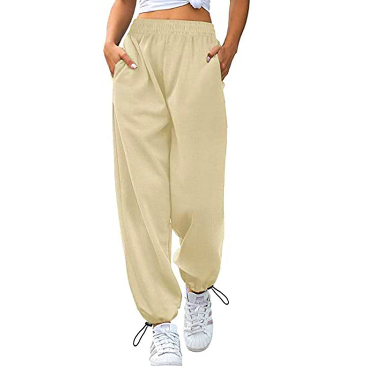 Damen Hohe Taille Entspannte Passform Jogginghose Drune