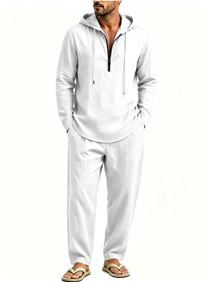 Herren Lässiges Lounge-Set mit Halbzip-Kapuzenpullover und locker sitzender Freizeit-Hose Drune