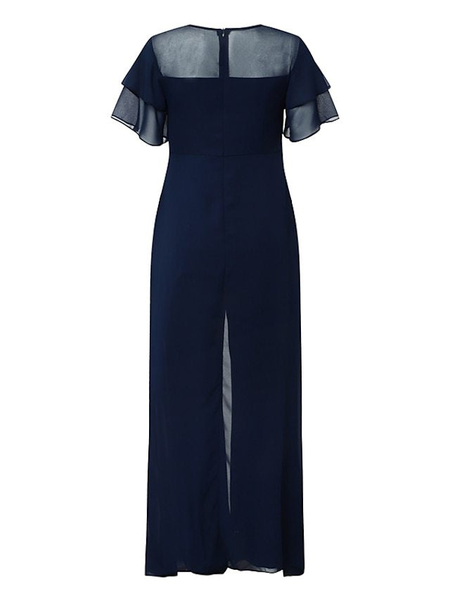 Damen Eleganter Palazzo-Jumpsuit mit schwingenden Ärmeln und transparenten Einsätzen Drune