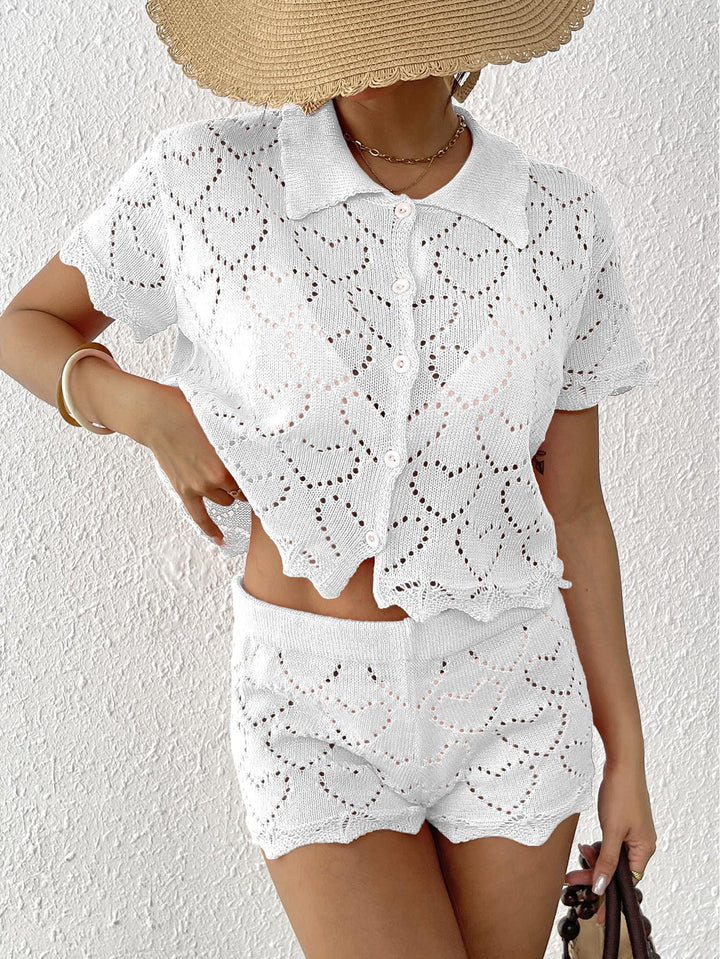 Damen luftiges Häkel-Set mit dekorativen Cut-Outs Drune