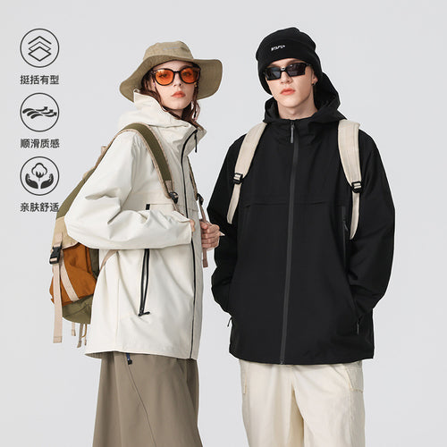 Herren Minimalistische Hybrid‑Regenjacke mit verstaubarer Kapuze und atmungsaktiver Membran Drune