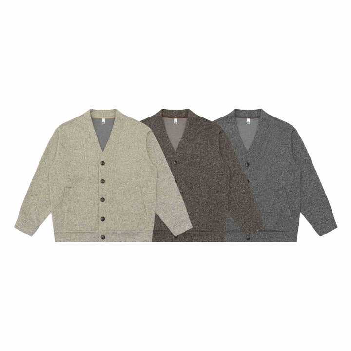 Unisex V-Ausschnitt Cardigan mit Strukturstrick und aufgesetzten Taschen Drune
