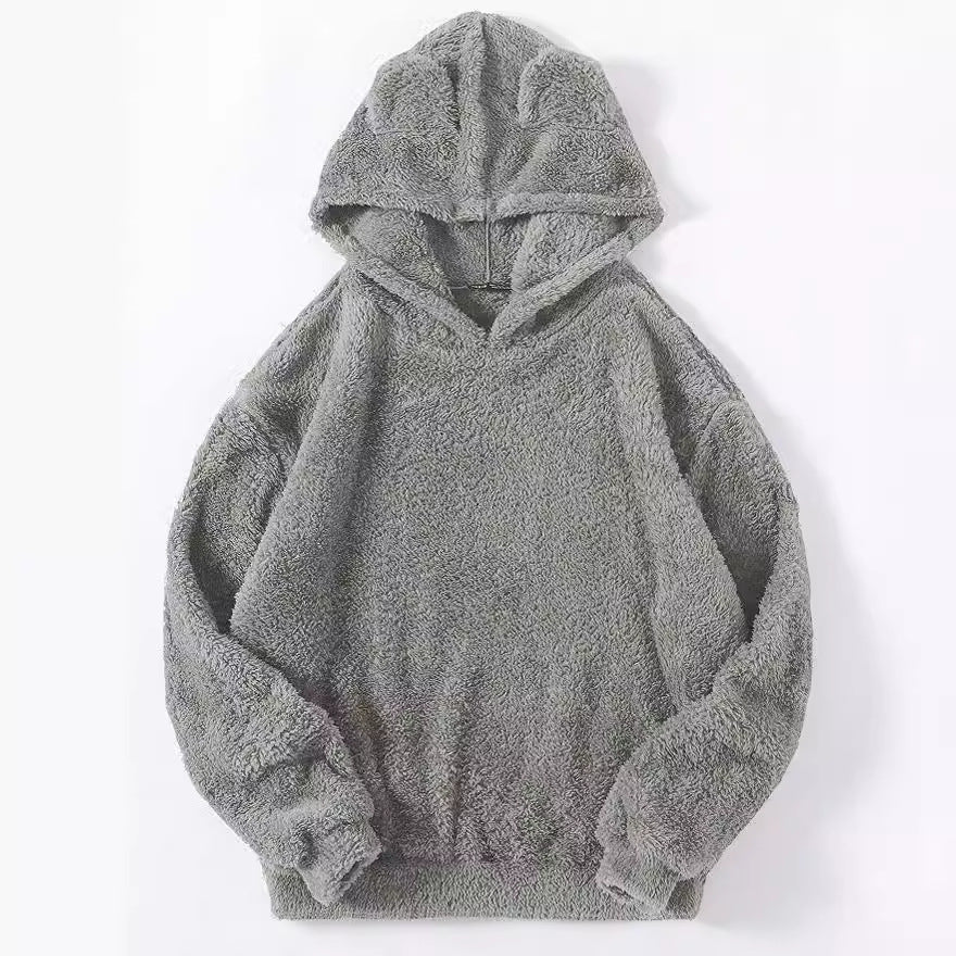 Damen nan kuscheliger Teddy-Hoodie mit Ohren, elastischem Bund und extra weichem Plüsch Drune