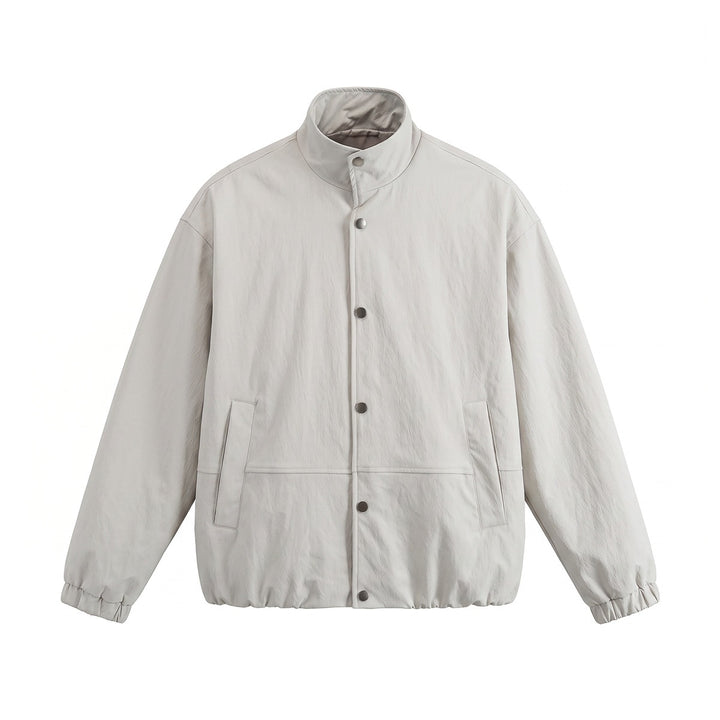 Herren Kurz geschnittener minimalistischer Boxy‑Blouson mit Stehkragen und Druckknopfblende Drune
