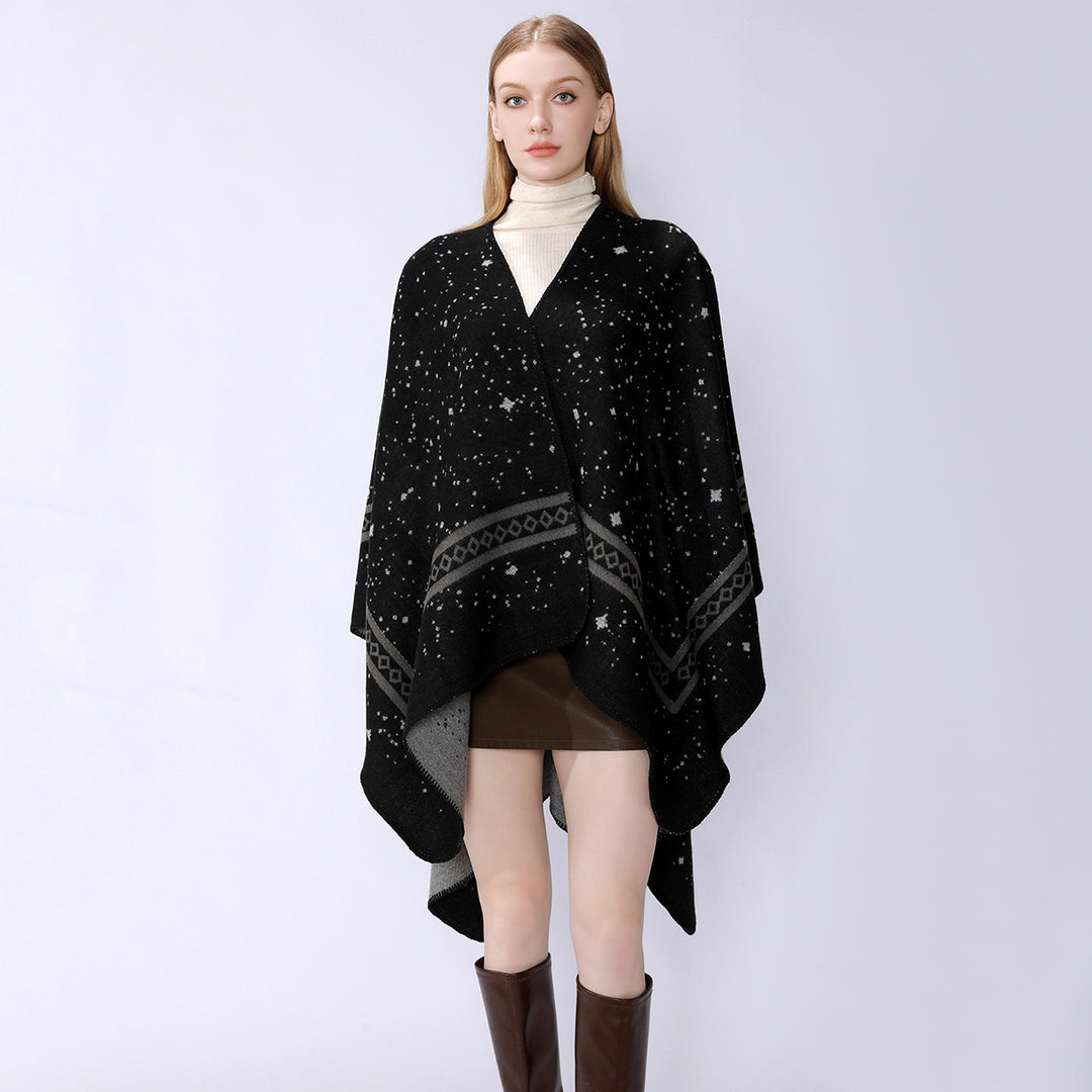 Damen Oversize-Umhangcape aus Wollmix mit zweifarbiger Wendestruktur Drune