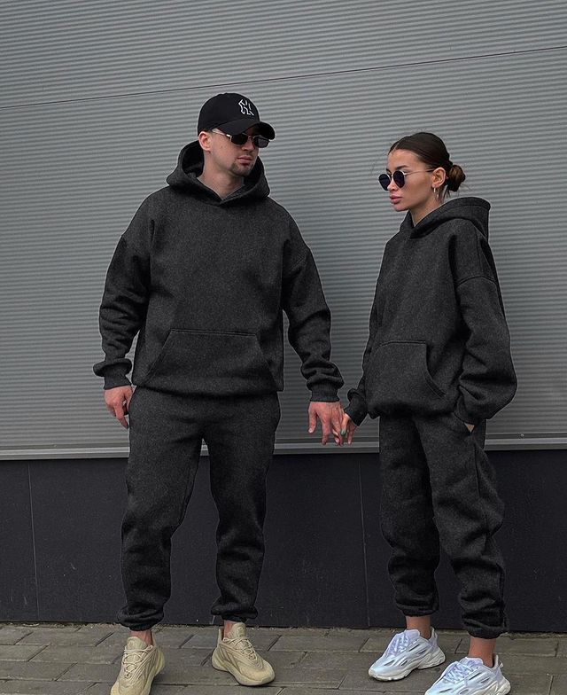 Unisex Oversize-Kapuzenpullover und Relax-Jogginghose Set aus hochwertiger Baumwollmischung Drune