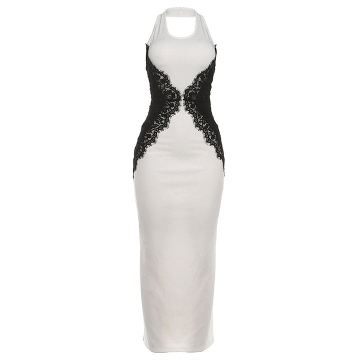 Damen Elegantes Spitzen-Maxikleid mit tiefem Schlüssel-Ausschnitt und figurformendem Design Drune