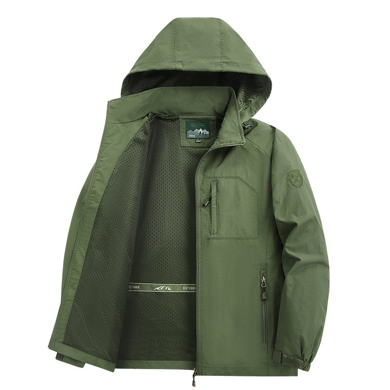Herren Leichte und atmungsaktive Outdoorjacke mit Kapuze Drune