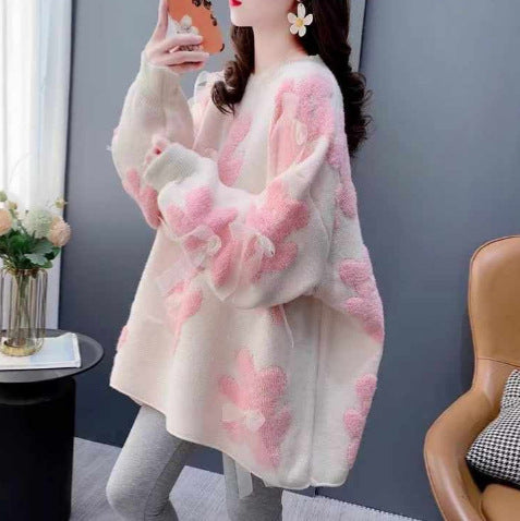 Damen flauschige Strickjacke mit verspielten Bärenapplikationen und entzückenden Schleifen Drune