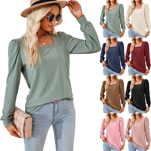 Damen Leichtes Blusenshirt mit eleganten Puffärmeln und strukturiertem Design Drune