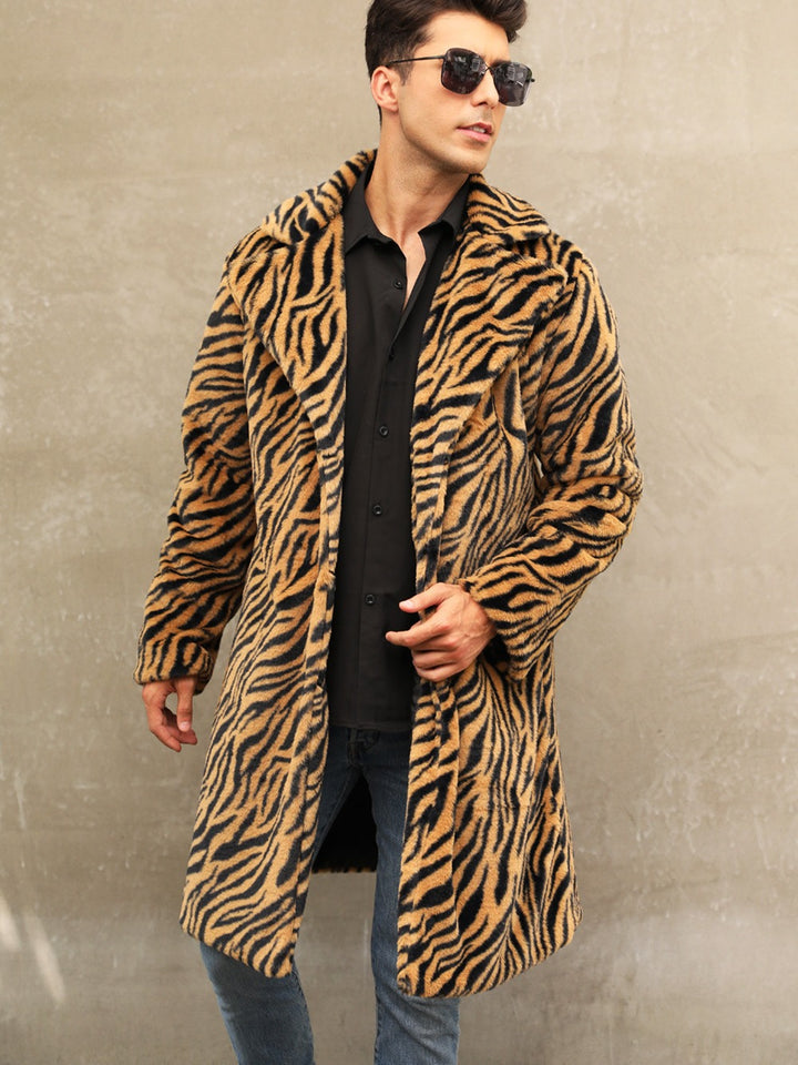 Herren Modischer und bequemer Zebra-Fellmantel Drune