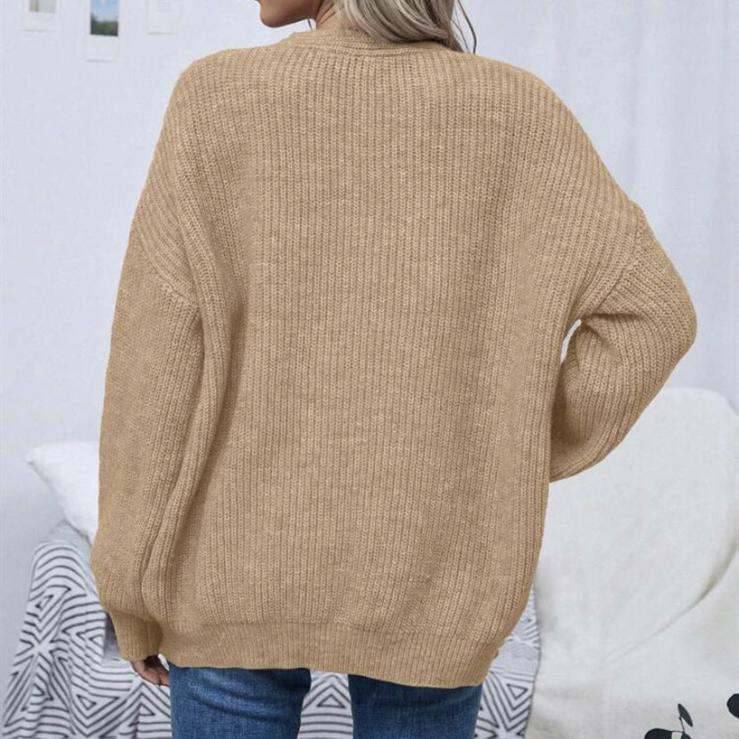 Damen Offener Oversize-Strickcardigan mit Raglanärmeln und feiner Rippenstruktur Drune