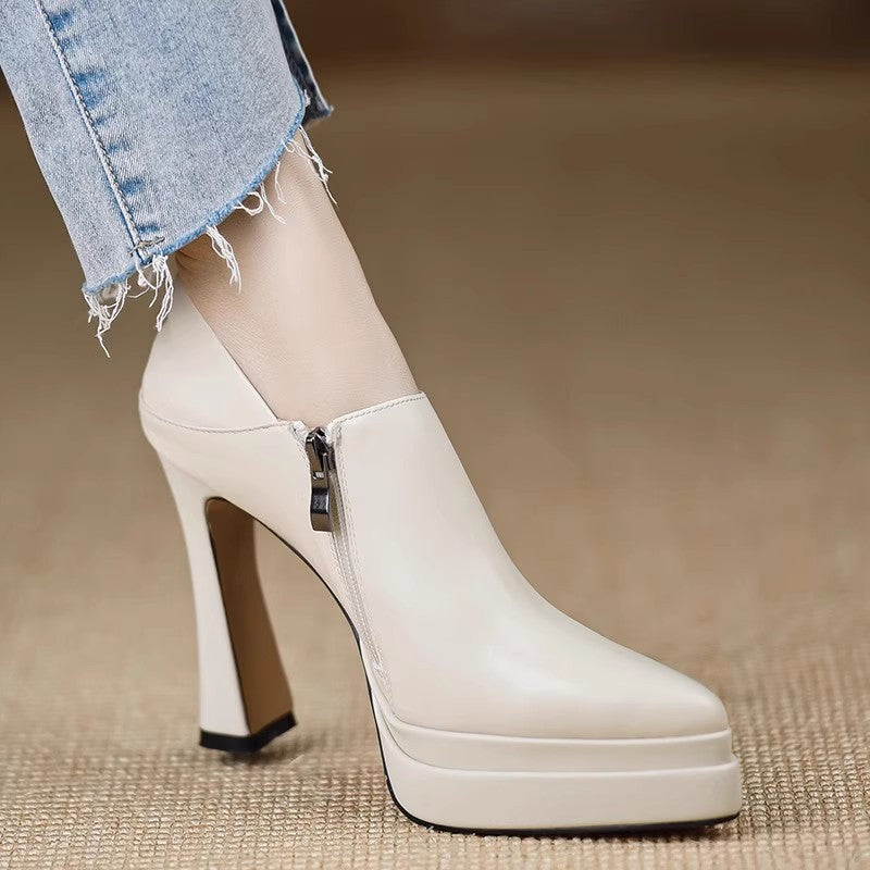 Damen Elegante Plateau-Stiefeletten mit Reißverschluss Drune