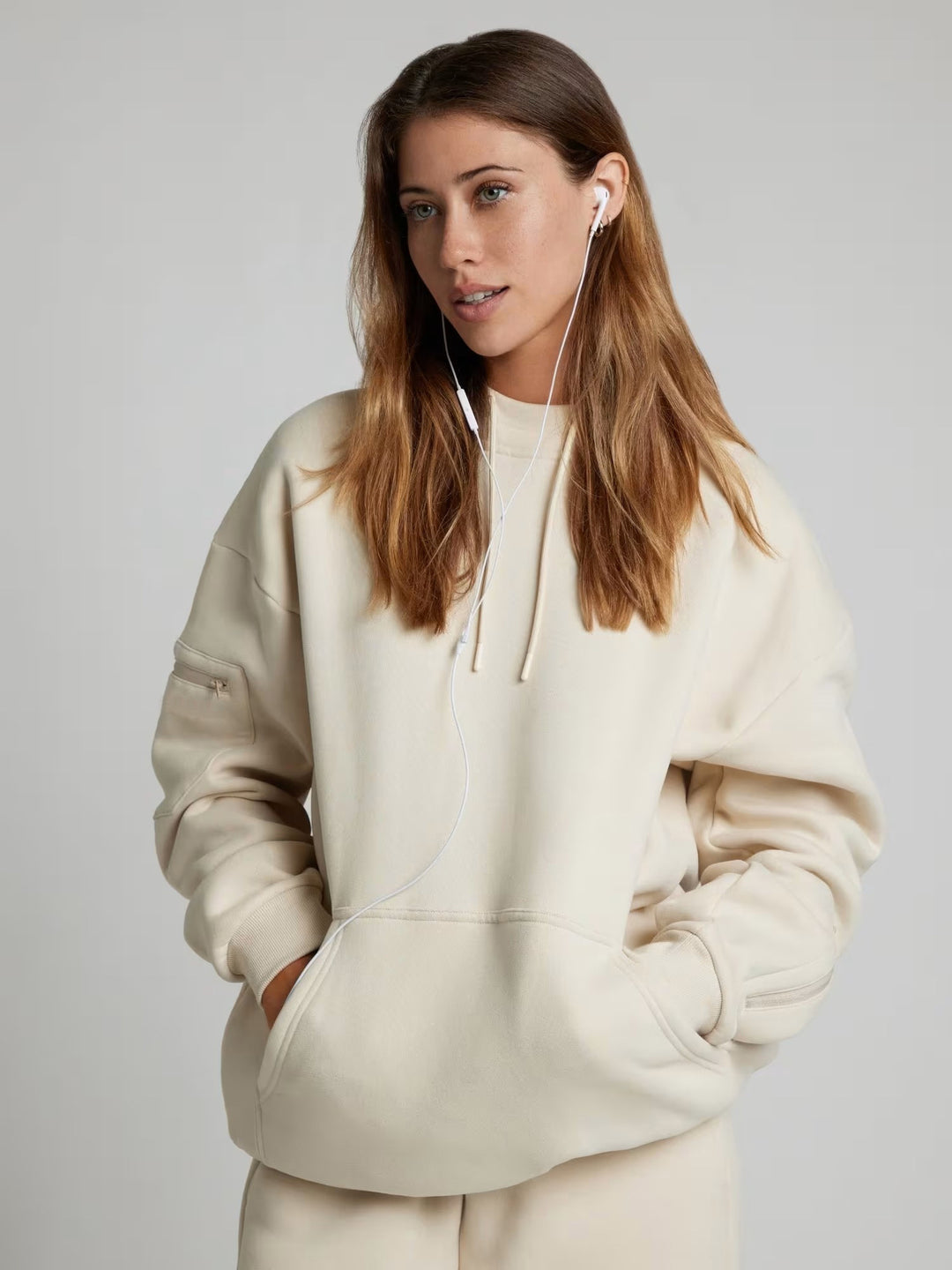 Damen Oversized Kapuzenpullover mit integrierter gepolsterter Schlafmaske Drune