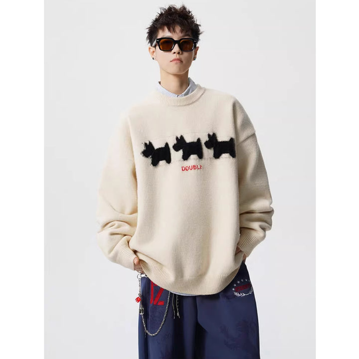 Unisex Verspielter Grobstrickpullover mit Tiermotiv Drune