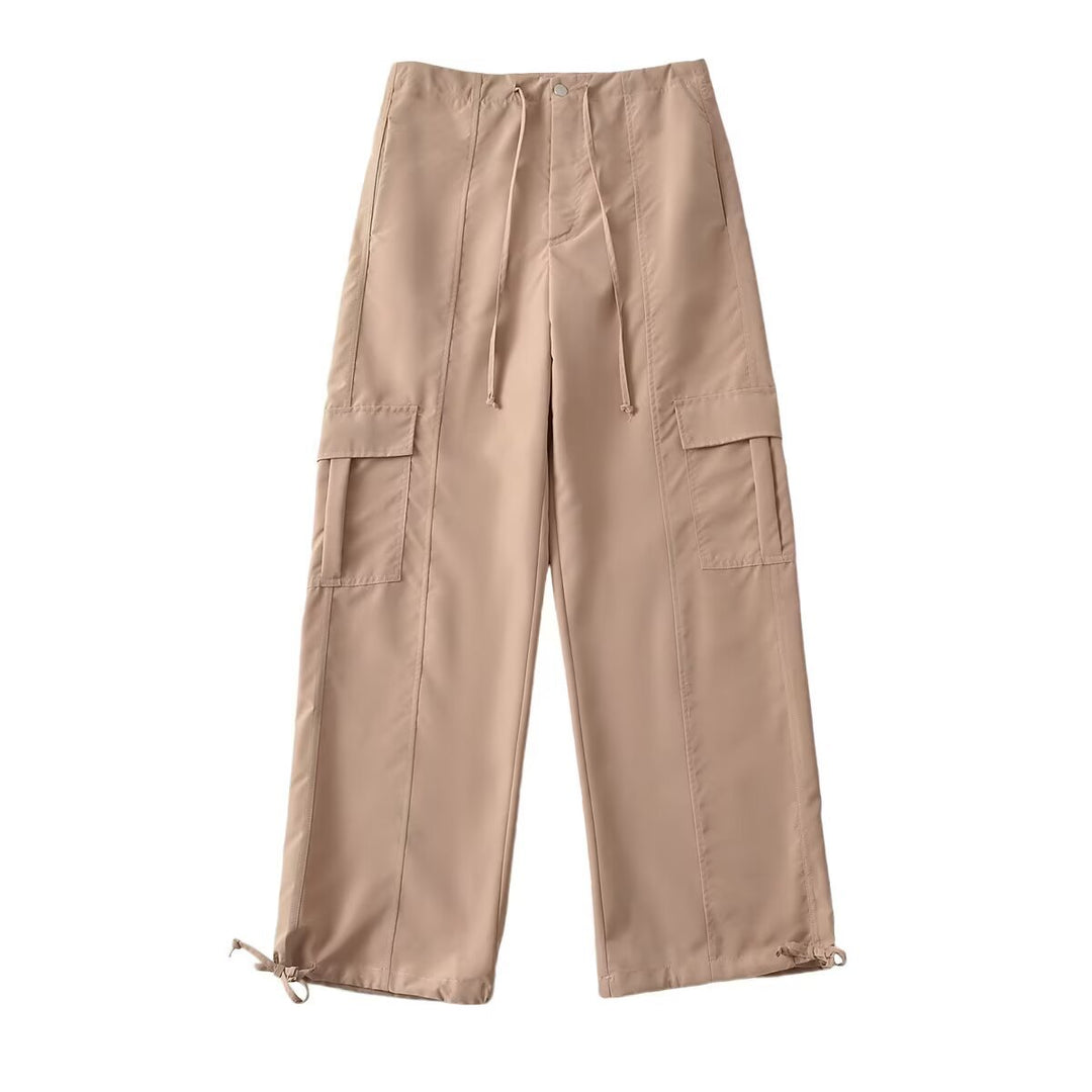 Damen bequeme Cargo-Hose mit verstellbarem Bund und funktionellen Taschen Drune