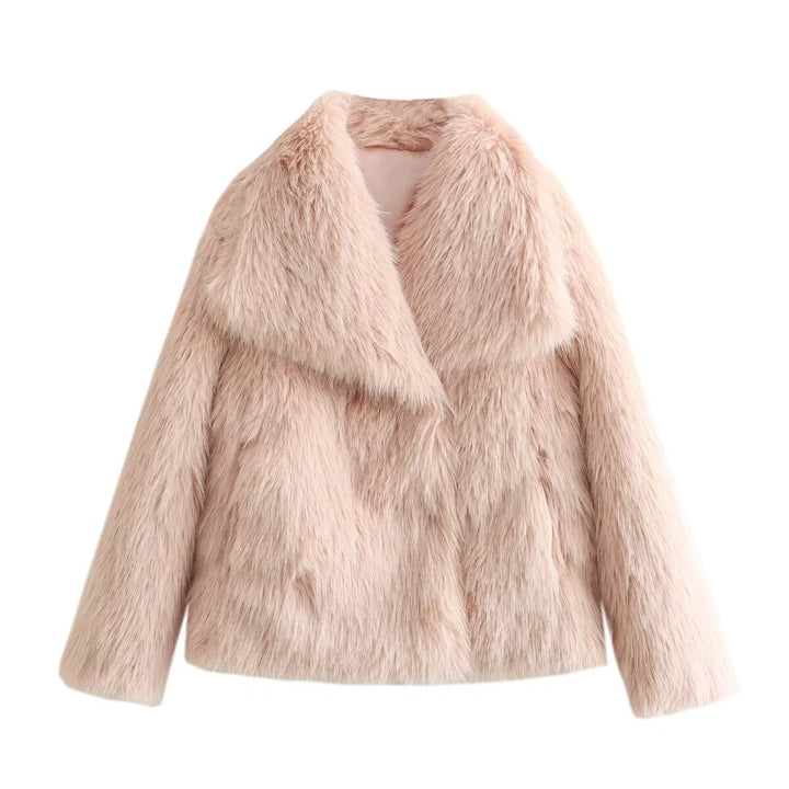 Damen nan Kurzblouson aus langflorigem Kunstfell mit voluminösem Schalkragen und eleganter Boxy‑Silhouette Drune