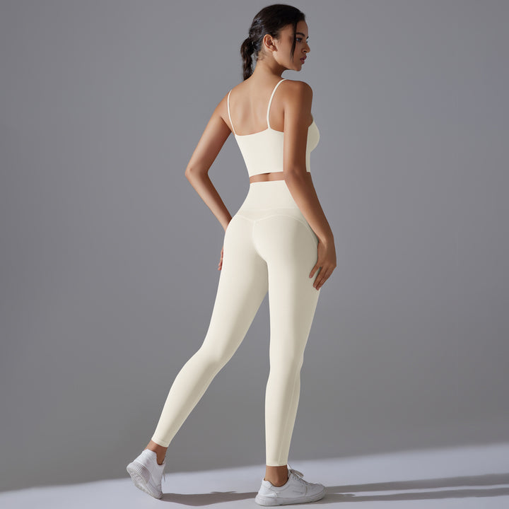 Damen Sportliches Bustier- und High-Waist-Leggings-Set mit nahtloser Konstruktion und atmungsaktiver Technologie Drune