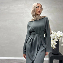 Damen Modisches Maxikleid aus fließendem Stoff mit weiten Ärmeln Drune